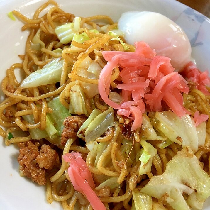 餃子の餡で焼きそば